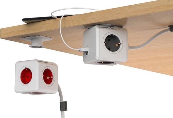 PowerCube Extended Duo USB-uttag - NL/DE (Typ F) - Lämplig för 4 pluggar och 2 USB-portar - Kabel 3 mtr. - Vit grå