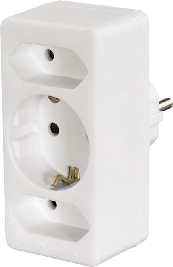 Hama 3-vejs Multi-Stik 2 Euro Stikkontakter/1 Stik med Jordkontakt Hvid