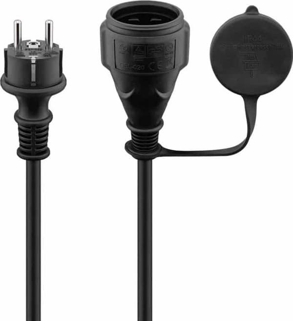 Goobay Maadoitettu virtalähteen jatkojohto ulkokäyttöön - 3x 1,5mm / musta - 25 metriä