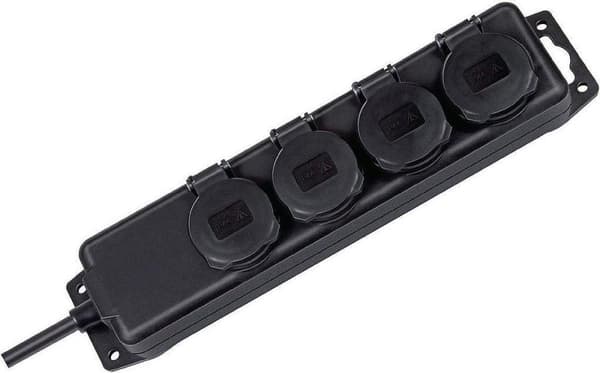 Brennenstuhl - Stikkontakt 4-vejs - Sort - 2 meter