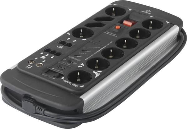 Renkforce 1015A-CMB-SXMS Master/slave stikkontakt 10-vejs Sort, Aluminium PG stik 1 stk.