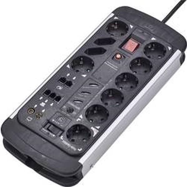 Renkforce 1015A-CMB-SXMS Master/slave stikkontakt 10-vejs Sort, Aluminium PG stik 1 stk.