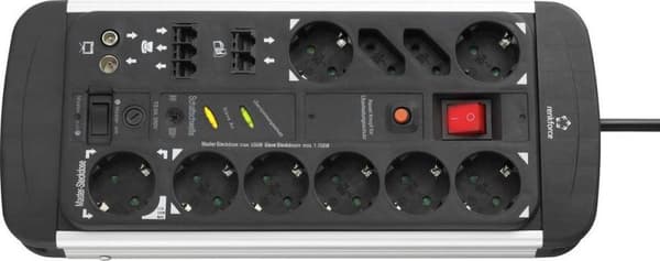 Renkforce 1015A-CMB-SXMS Master/slave stikkontakt 10-vejs Sort, Aluminium PG stik 1 stk.
