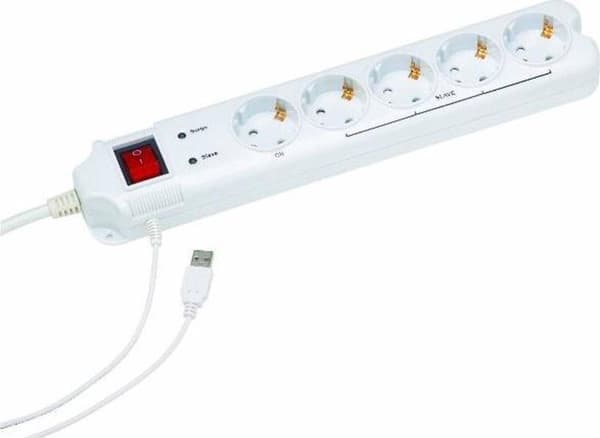 Gembird PCW-MS-2G Overspændingsbeskytter 5 AC-udgang(e) 250 V 1,8 m Hvid