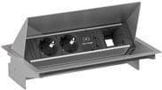 Bachmann CONEO - forlængerledning - indgang, indgang GST18 - udgangsstik: 2 (2 x USB, 2 x CEE 7/3) - 20 cm - metallisk grå, RAL 9006
