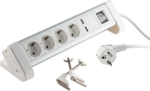 S-Conn 60317-W 4AC-udtag 1,5 m hvidt forlængerkabel (60317-W)