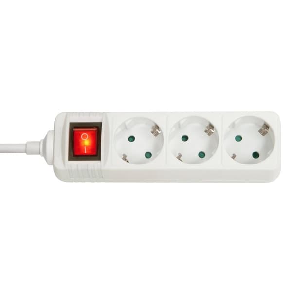 LINDY 73101 Stikkontakt med afbryder 3-vejs Hvidt PG stik 1 stk.