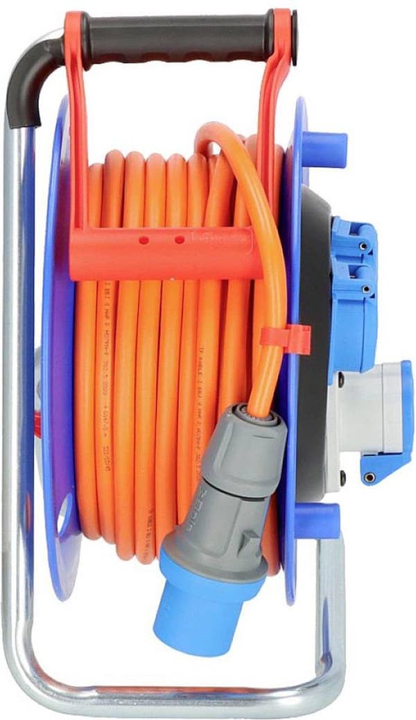 Brennenstuhl Garant CEE IP44 campingkabelopruller (CEE kabelopruller med 25m kabel H07RN-F 3G2.5 i orange, kabelopruller til permanent udendørs brug I