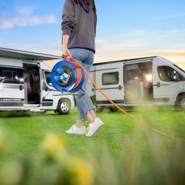 Brennenstuhl Garant CEE IP44 campingkabelopruller (CEE kabelopruller med 25m kabel H07RN-F 3G2.5 i orange, kabelopruller til permanent udendørs brug I