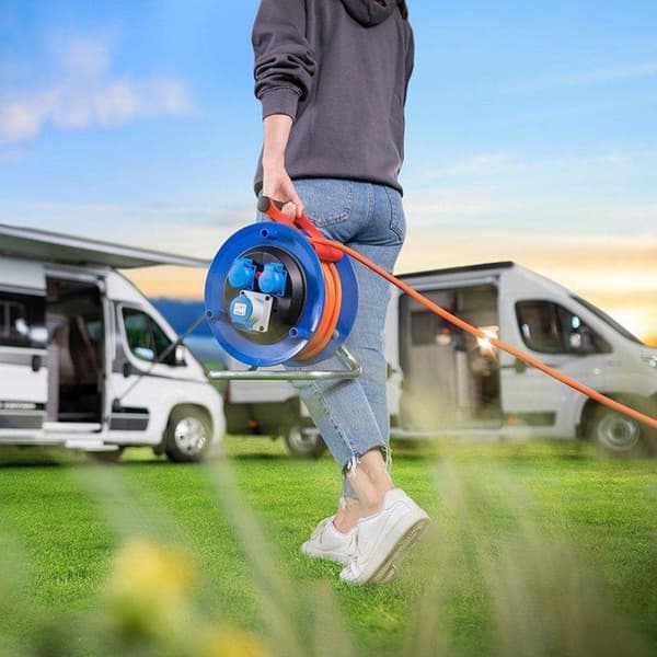 Brennenstuhl Garant CEE IP44 campingkabelopruller (CEE kabelopruller med 25m kabel H07RN-F 3G2.5 i orange, kabelopruller til permanent udendørs brug I