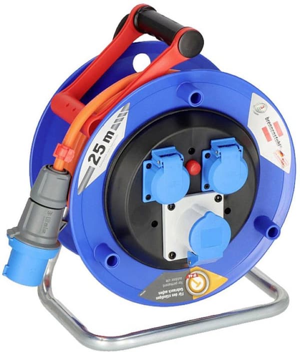 Brennenstuhl Garant CEE IP44 campingkabelopruller (CEE kabelopruller med 25m kabel H07RN-F 3G2.5 i orange, kabelopruller til permanent udendørs brug I
