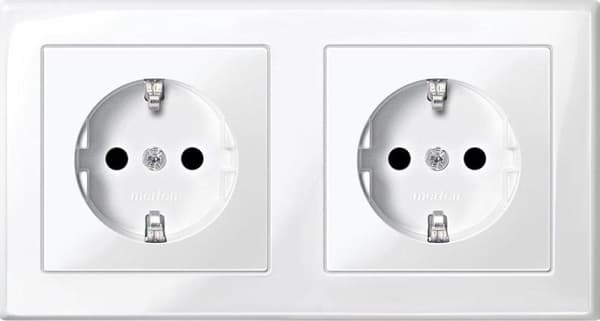 Stikkontakt Komplet - Indbygget - Beskyttelsesjord - 2V - Vandret - Polar hvid - M-Smart - Schneider Electric - MEG2328-1419