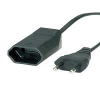 Bachmann H03VVH2-F2 - Virtalähteen jatkojohto (250 VAC) - Virtalähde 2-napainen (M) - Virtalähde 2-napainen (W) - 5,0 m - muotoiltu - Musta - Eurooppa