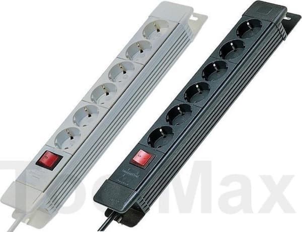 Brennenstuhl Premium-Line strømskinne med 6 kontakter / sort - 3 meter