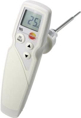 Testo 0563 1051 105 enhandstermometer med standard mätspets, upplyst display, skyddsklass IP65, inklusive bälte/väggfäste och batterier