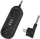 LogiLink - forlængerledning - AC 250 V - 3680 Watt - udgangsstik: 2 (3 x USB Type A, 2 x CEE 7/3) - 1,5 m - Tyskland - sort, hvid (kabel)