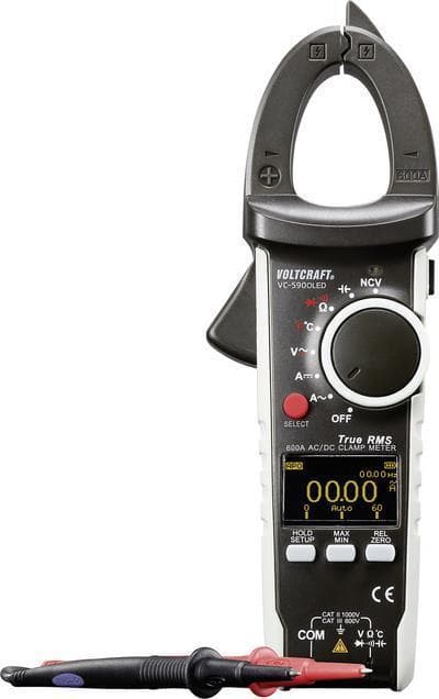 VOLTCRAFT VC590 OLED strømklemme kalibreret (ISO) digital OLED-skærm CAT III 600 V, CAT II 1000 V-skærm (tæller): 6000 (VC590 OLED (ISO))