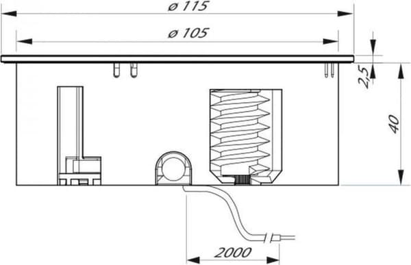 Bachmann Twist - Inbyggt uttag - 2x 230V - mattsvart - 2 meter anslutningskabel