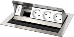 Kindermann CablePort standard² 4-kertainen - pistorasiakotelo - voidaan asentaa tasolle pinnan kanssa - virtalähde X 3