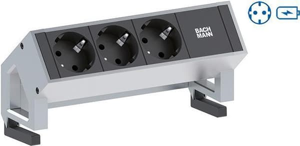 Bachmann DESK 2 - forlængerledning - AC 250 V - indgang, indgang GST18 - udgangsstik: 1 (CEE 7/3, 2 x USB) - 20 cm - sort, RAL 9005 (902.5712)