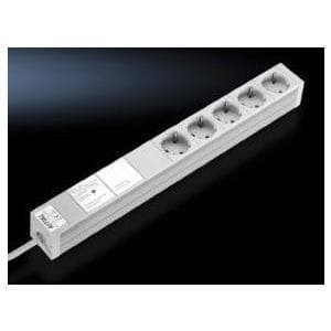 Rittal - strømskinne (rack - monteres) - input, input strømforsyning - output stik: 5 (strømforsyning) - 1U - 2 m