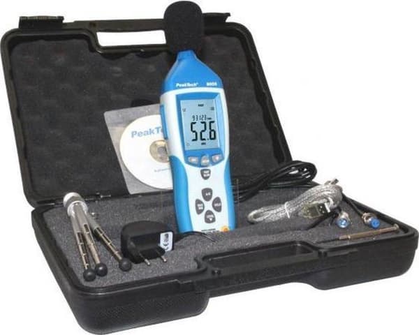 Peaktech 8005: Professionell ljudnivåmätare (klass 2) med datalogger och USB, 4-siffrig display
