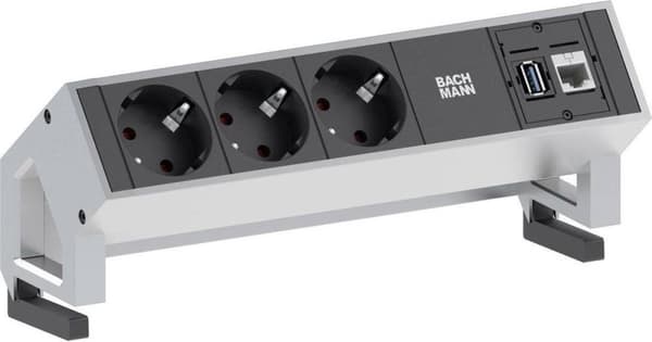 Bachmann 902.501 Stikkontakt uden afbryder 3-vejs Sort, Sølv PG stik 1 stk.