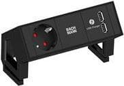 BACHMANN DESK2 1x beskyttelseskontakt USB-oplader GST18 sort (902.705)