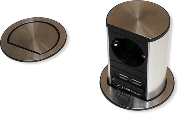 Bachmann Elevator inbyggt uttag med USB. rostfritt stål