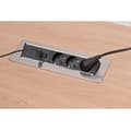 Miniatyrbillede 4 af 11: Brennenstuhl Indesk-Power skrivebord forsænket strømskinne med 3 kontakter og 2x USB / aluminium - 2 meter