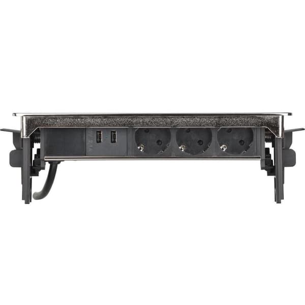 Brennenstuhl Indesk-Power skrivebord forsænket strømskinne med 3 kontakter og 2x USB / aluminium - 2 meter