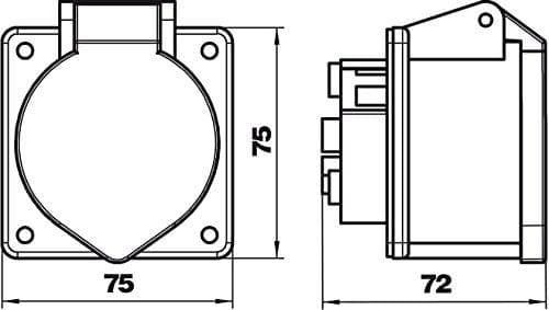 Vertr CEE utanpåliggande uttag 3-p+N+PE 400V16A CEE-16A - CEE-uttag med 60 mm fästskena - 16 A (6109874)