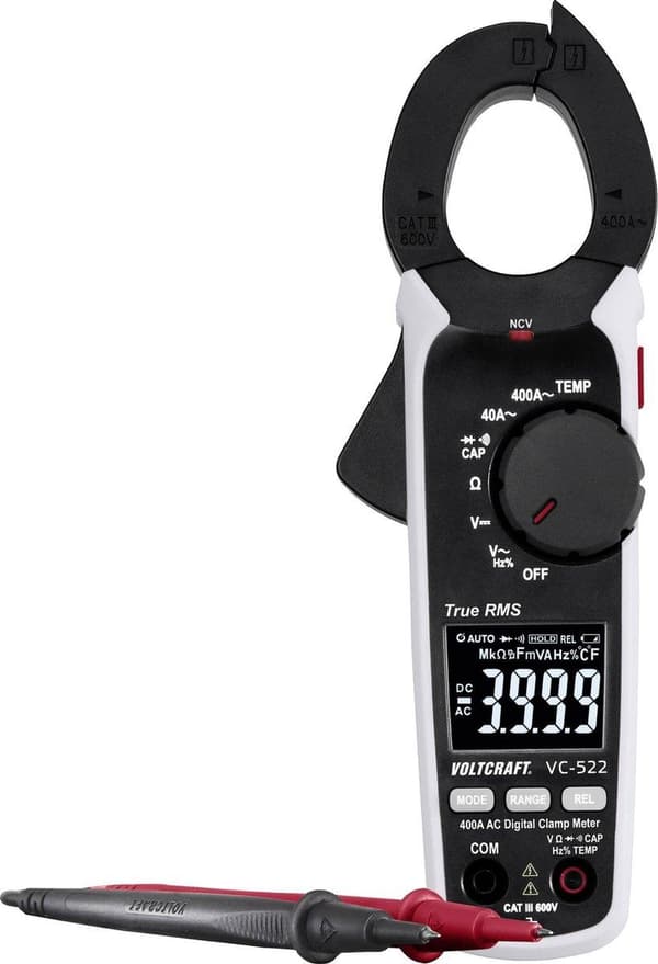 VOLTCRAFT VC-522 Clamp Meter Digital CAT III 600 V-skärm (antal): 4000