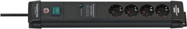 Brennenstuhl Premium-Line, 4-vägsuttag med överspänningsskydd upp till 60 000 A (1,8 m kabel och med strömbrytare, Made in Germany) svart