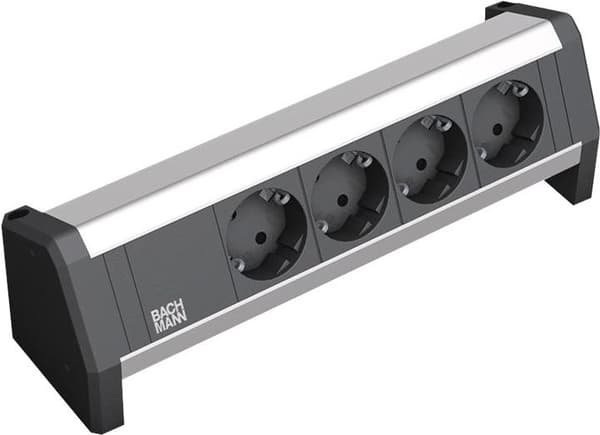 Bachmann DESK 1 - Forlængerledning - AC 230V - Indgang, indgang GST18 - Udgangsterminaler: 4 - Tyskland - Sort, anodiseret aluminium