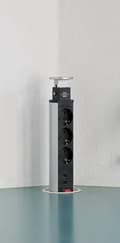 Miniatyrbillede 4 af 11: Brennenstuhl Tower Power skrivebord forsænket strømskinne med 3 kontakter og 2x USB / sort - 2 meter