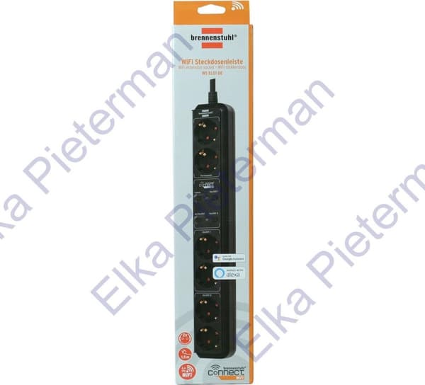 Brennenstuhl 1159760936 WiFi-stik 6-vejs Sort PG stik 1 stk.