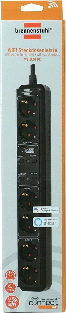 Brennenstuhl 1159760936 WiFi-stik 6-vejs Sort PG stik 1 stk.