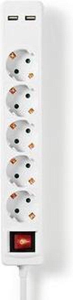 Nedis Power Strip | PG-pistoke / tyyppi F (CEE 7/7) | 5-suuntainen | 1,50 m | 3680W | 16 A | Maadoitustyyppi: Sivukoskettimet | 230 V AC 50/60 Hz | Is