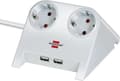 Pikkukuva 1 / 6: Brennenstuhl Desktop-virtapistoke 2 koskettimella ja 2x USB / valkoinen - 1,8 metriä