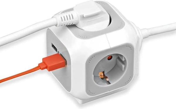 Brennenstuhl ALEA-strømstik med 4 kontakter og 2x USB / lysegrå - 1,4 meter