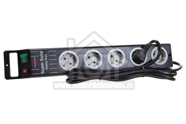 Brennenstuhl Super-Solid-Line strømskinne med 5 kontakter / sort - 2,5 meter