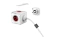 Miniatyrbild 5 av 8: DesignNest PowerCube Förlängd 1,5 meter kabel - vit/röd - 5 uttag Typ F - grenuttag - grenuttag