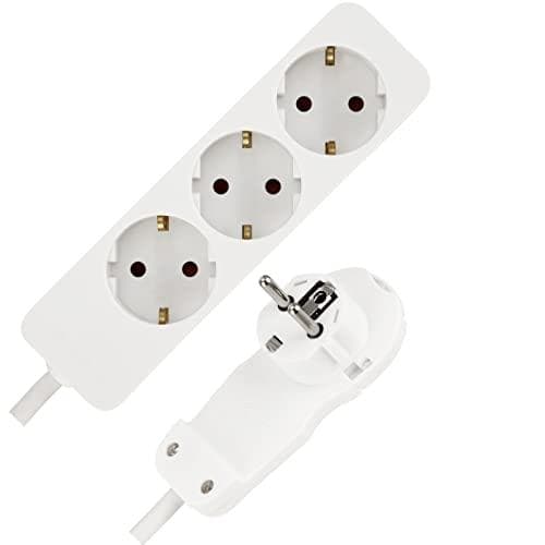 REV Smart Power Strip Multi-Socket 3-vejs med fladt stik (8mm) 2m Maks. 3680W Hvid