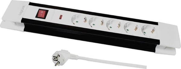 LogiLink LPS211 Strømskinne med afbryder Sort, Hvid PG stik 1 stk.
