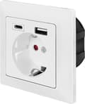 Miniatyrbillede 1 af 5: LogiLink PA0262 Indmuret stikkontakt med USB-opladningsudgang, Børnesikker lås Hvid