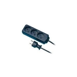 REV 0512247555 Strømskinne, 3-vejs stikdåse til vinklede stik, 3m, 3500W, sort
