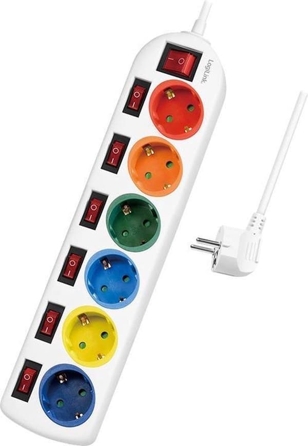 LogiLink LPS259 power extension 1,5 m 6 AC output(s) Indendørs Hvid