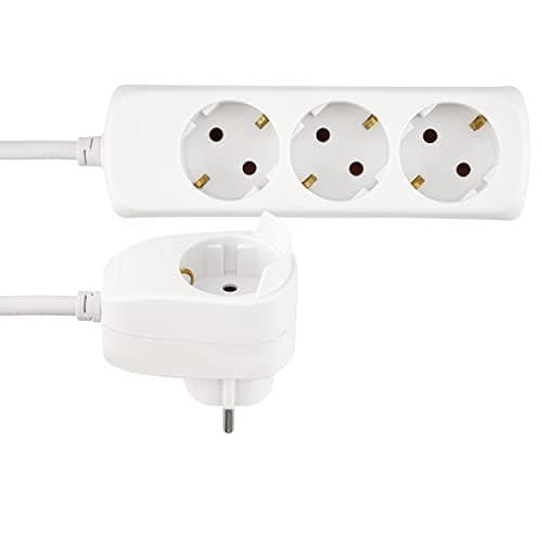 REV Powersplit Multi-Socket forlængerkabel 2m 4-vejs (3+1), 3500W, hvid