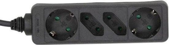 INLINE - strømskinne - vekselstrøm 220-240 V - 3,5 kW - 4 udgangsstik (2 x beskyttelseskontakt + 2 x Euro) - sort